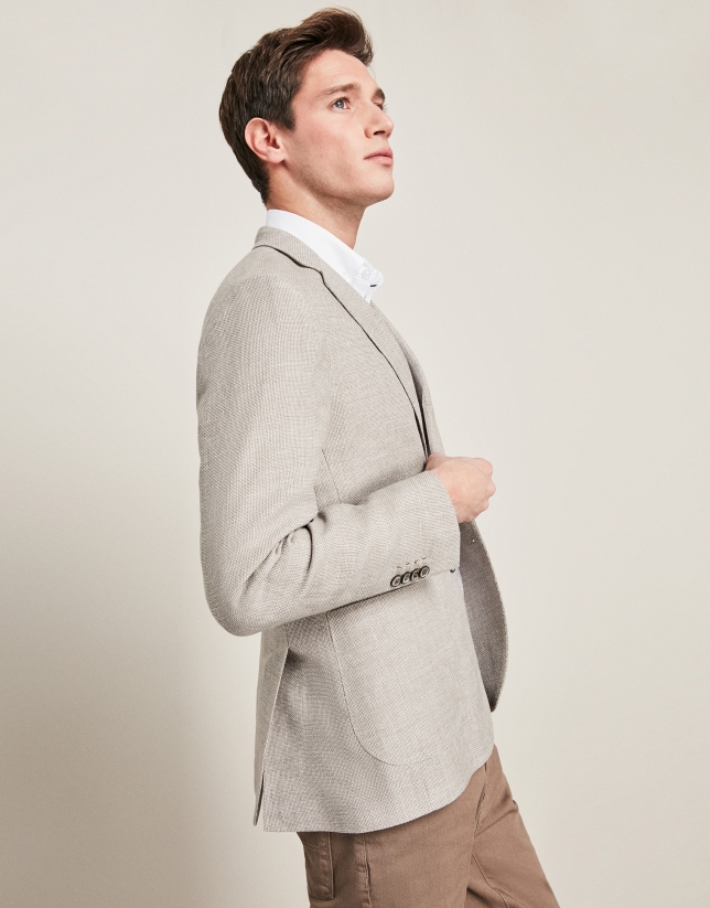 Beige linen/cotton suit jacket