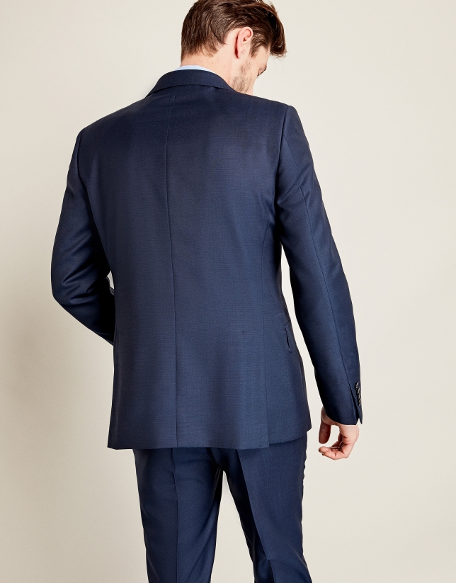 Dark blue micro-print wool suit