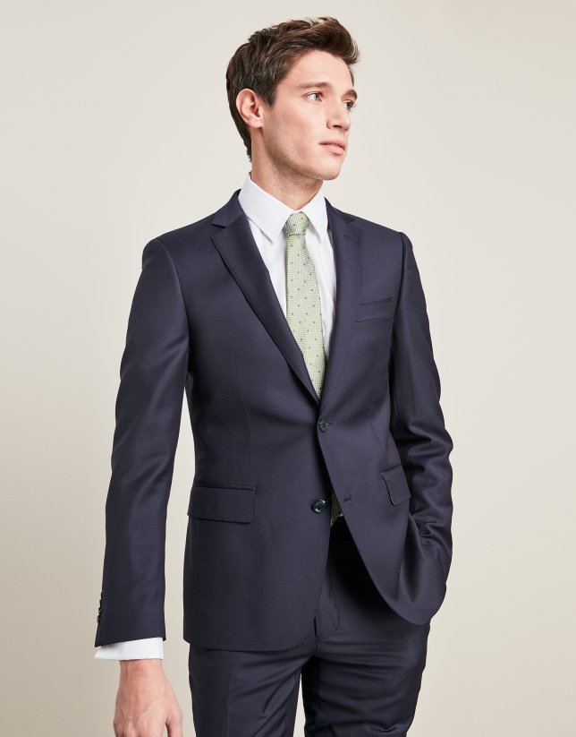 Plain navy blue wool suit