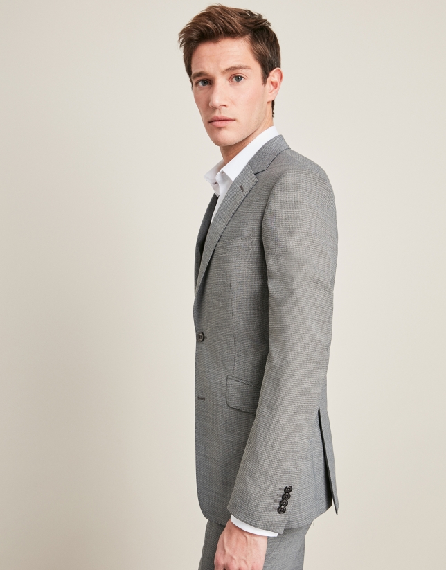 Gray micro-print wool suit