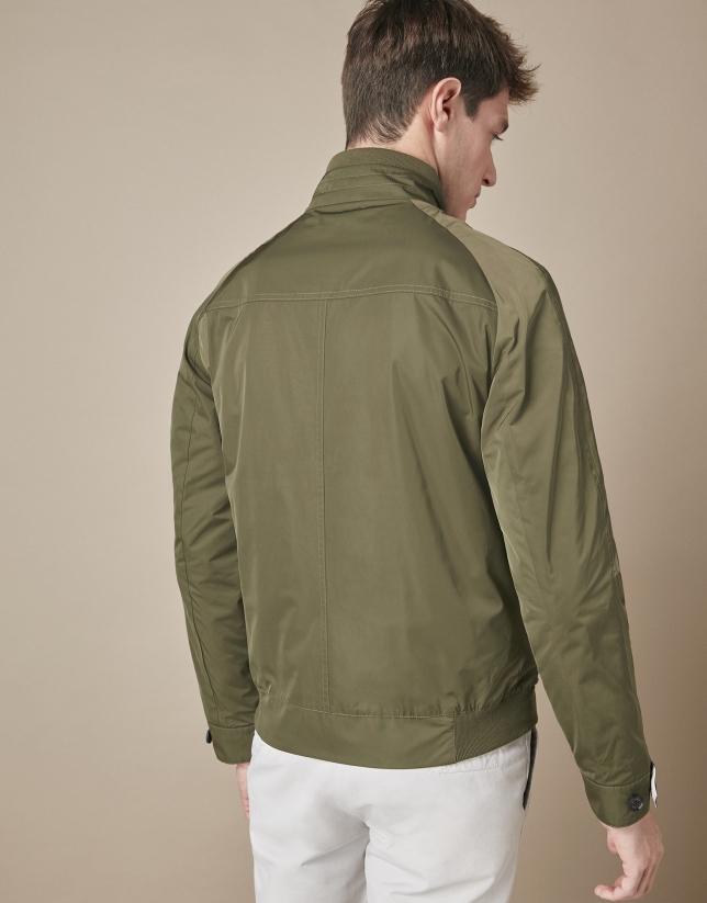 Khaki/stone reversible bomber jacket