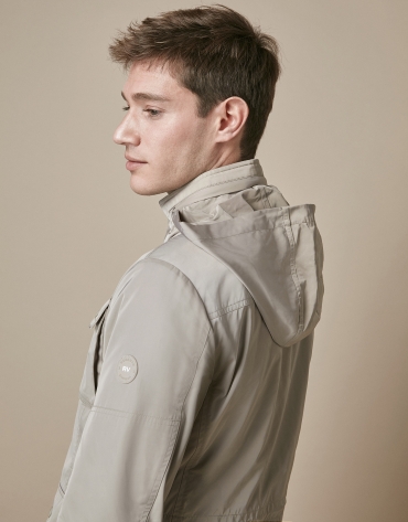 Taupe parka with four pockets