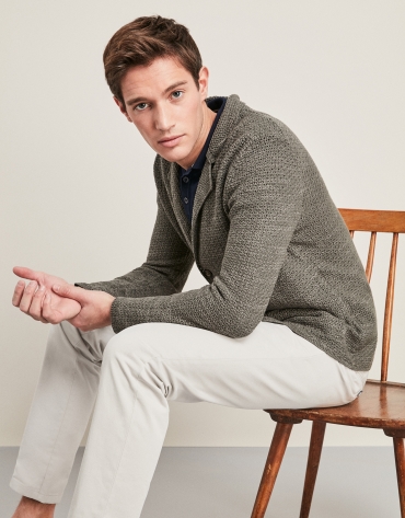 Khaki linen/cotton tricot jacket