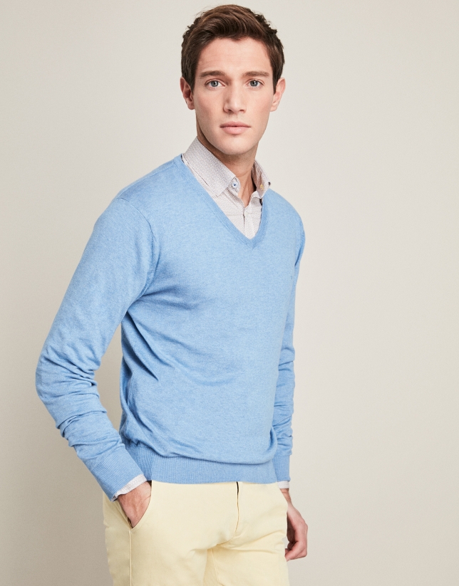 Light blue sweater with V-neck