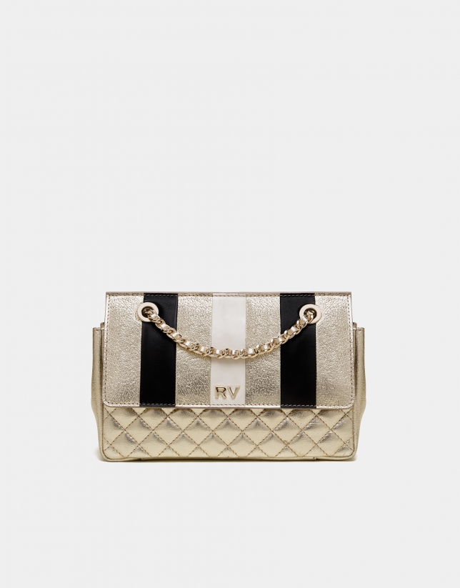 Quilted Ghauri shoulder bag with Chiaro gold
