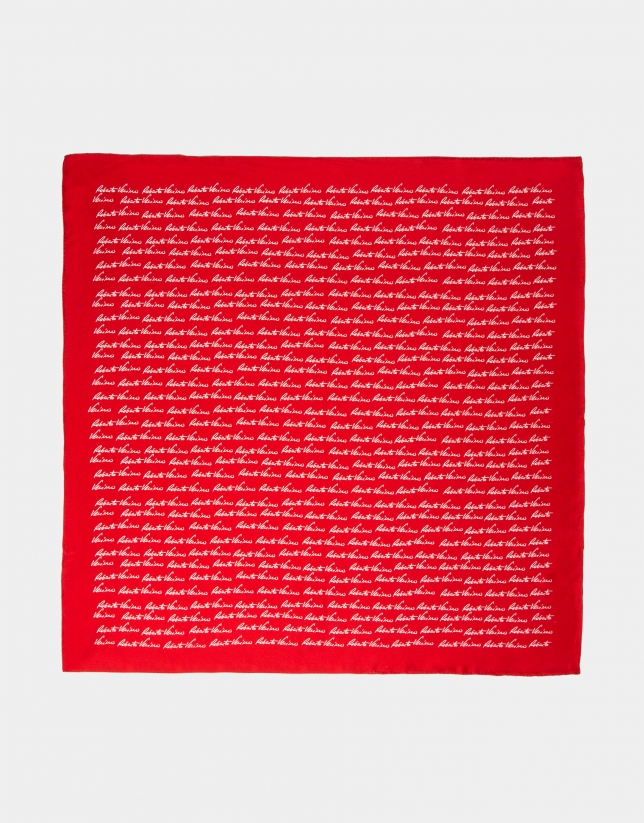 Pañuelo seda rojo logos firma