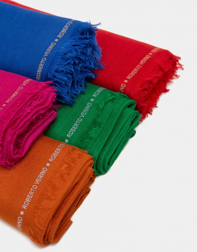 Plain orange scarf with logos