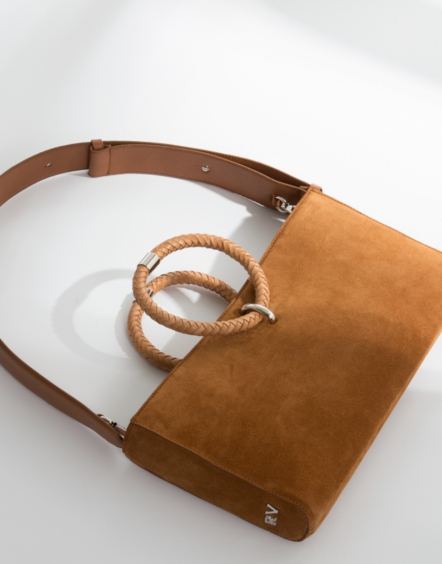 Brown napa leather Kharan shoulder bag
