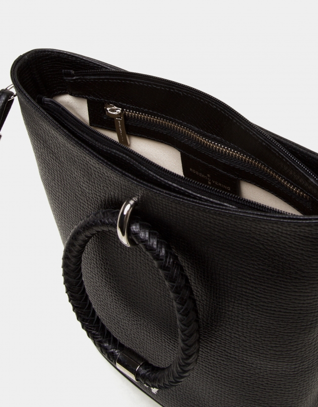 Black napa leather Marina shoulder bag