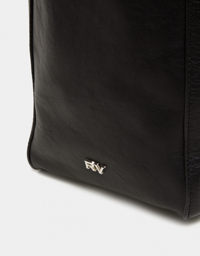Black leather Montparnasse shopping bag