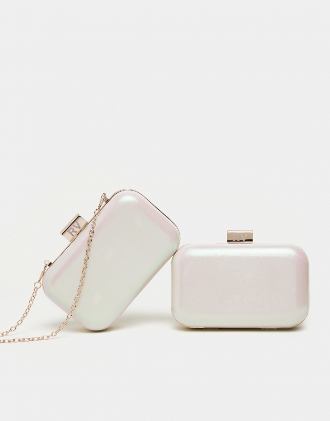 Pearl leather Rose clutch bag