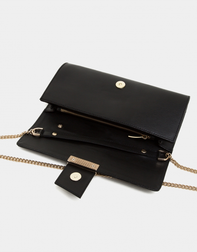 Black texturized napa Paris briefcase