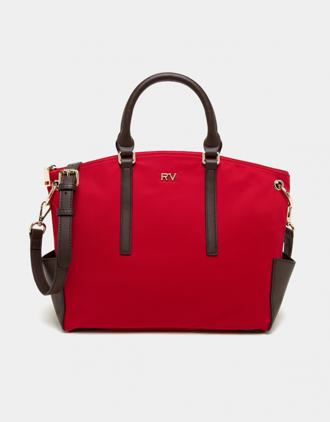 Red nylon shopping bag