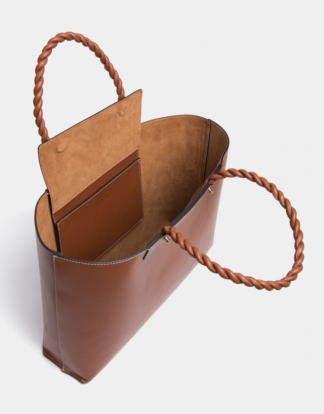 Garden leather tote bag