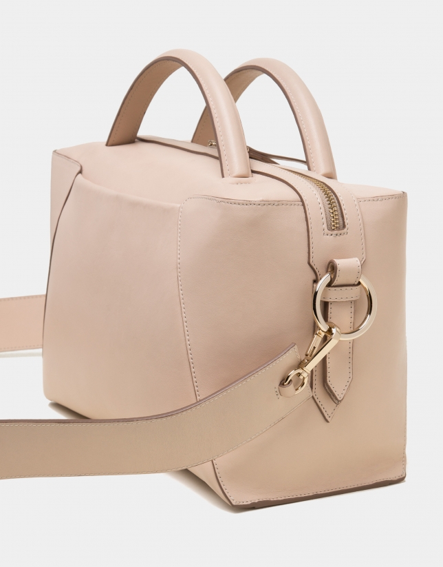 Ivory napa leather Tetris shopping bag