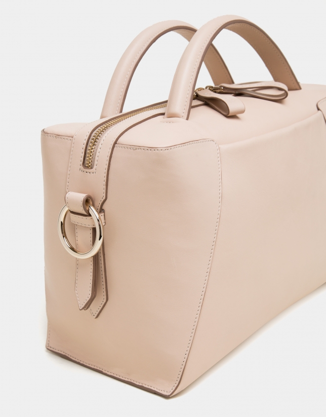 Ivory napa leather Tetris shopping bag