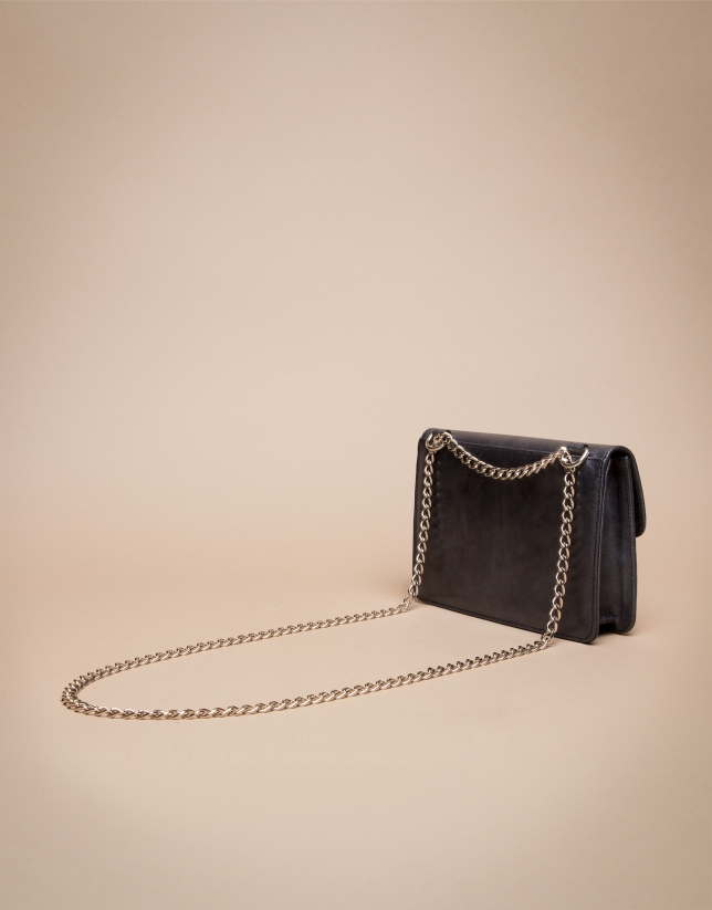 Mini shiny grey marengo Pompidou shoulder bag