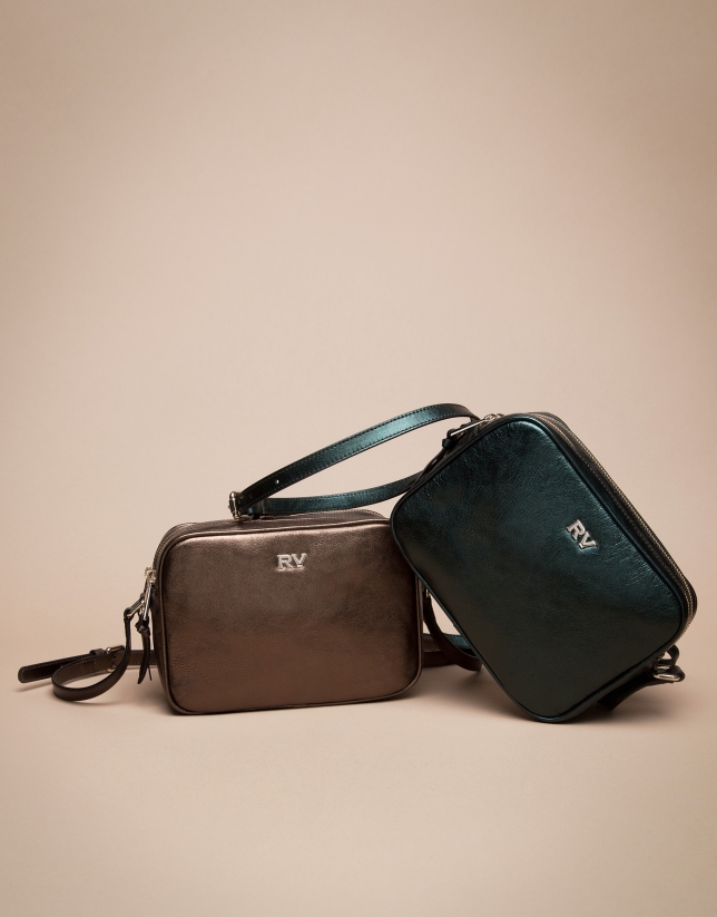 Green laminated leather Taylor bag