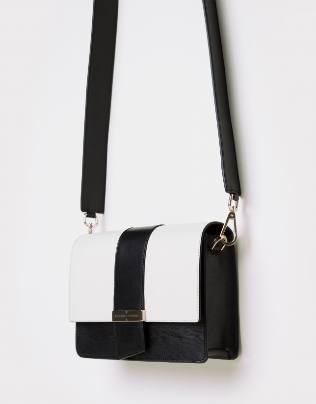 Black and white napa shoulder bag