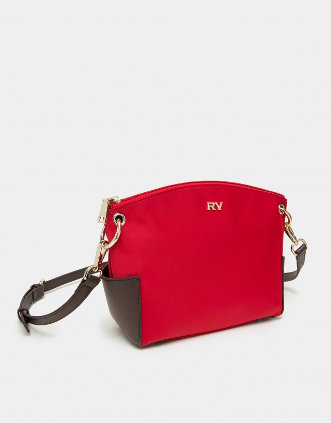 Red nylon shoulder bag