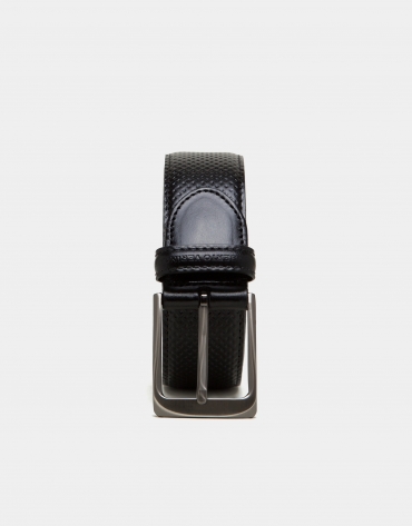 Black embossed leather belt
