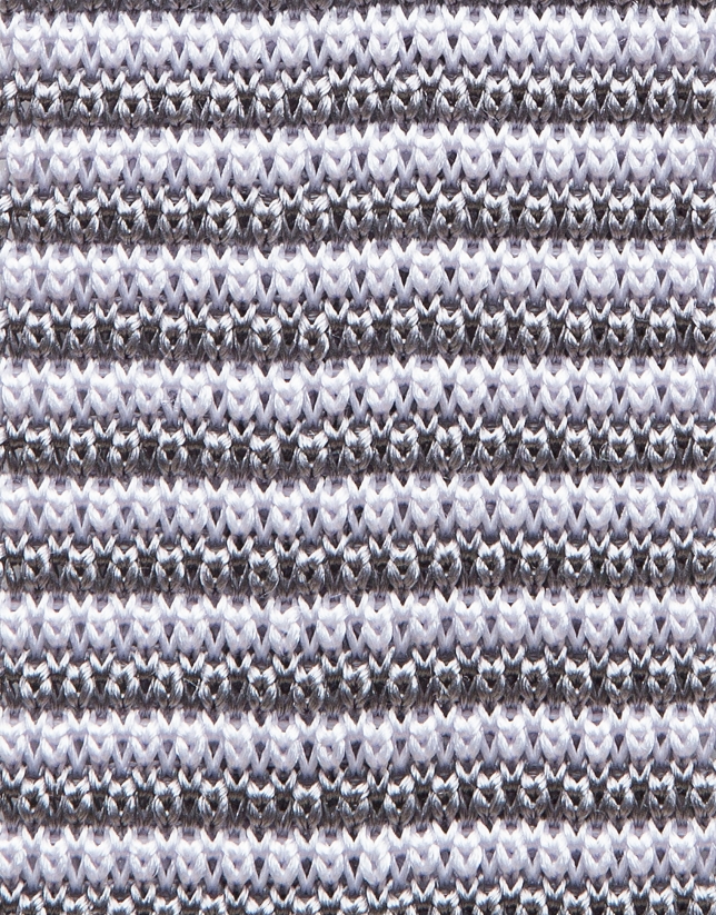 Gray/white striped knit tie