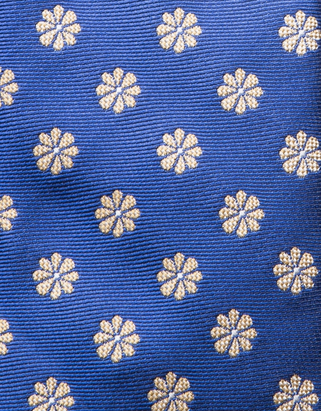 Blue silk tie with yellow daisies