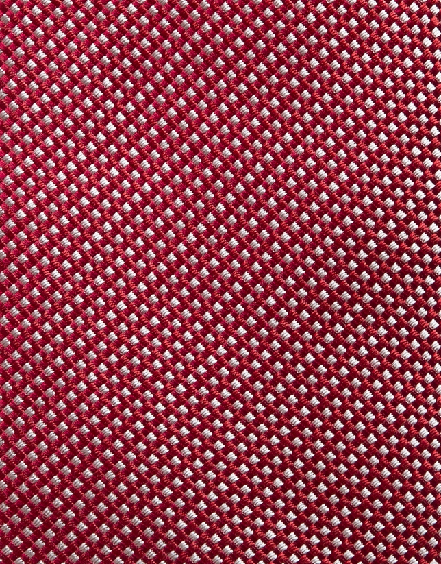 Corbata seda estructura blanco/rojo