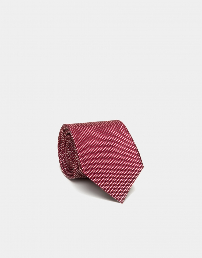 White/red structured silk tie
