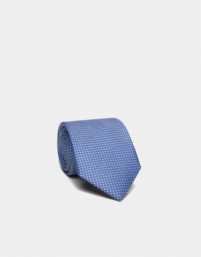 Blue silk structured tie
