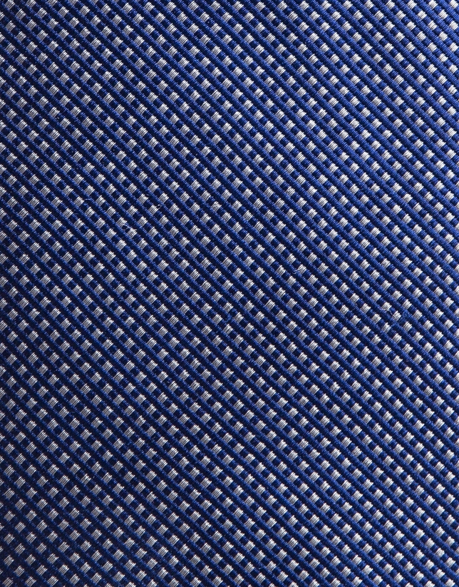 Corbata seda estructura azul/crudo