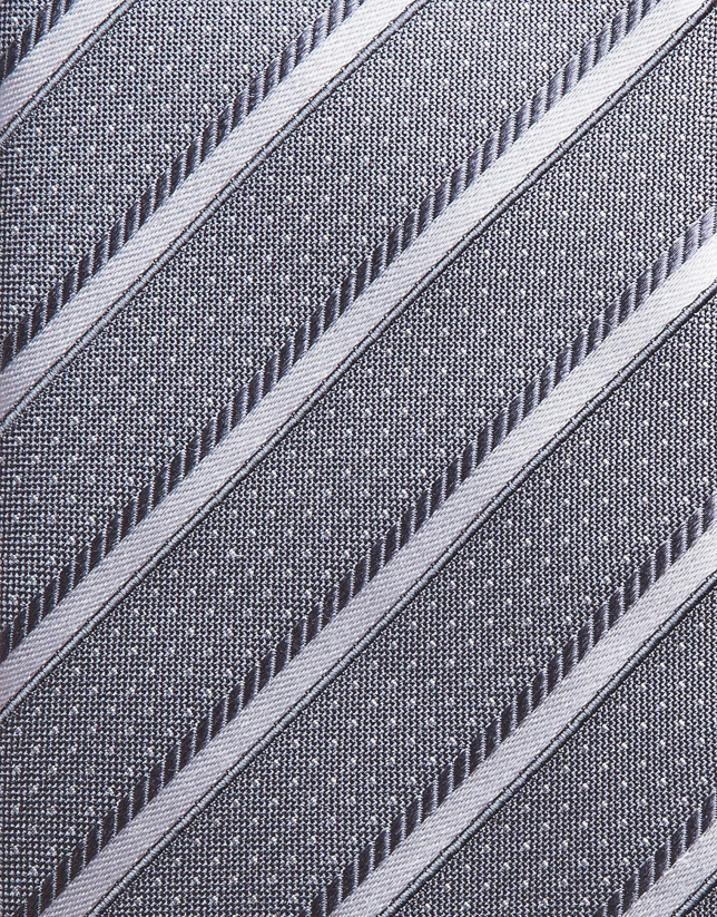 Corbata seda rayas gris medio