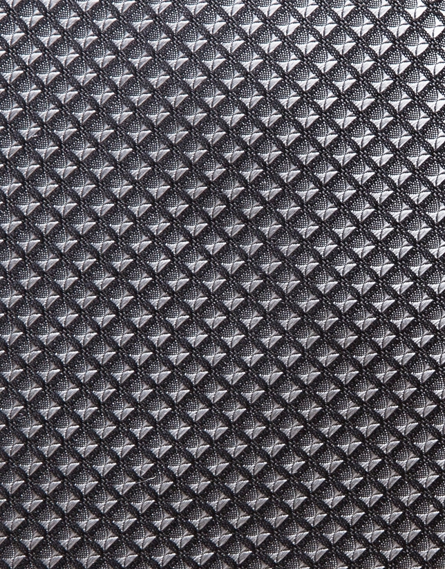 Black silk tie with silver jacquard squares