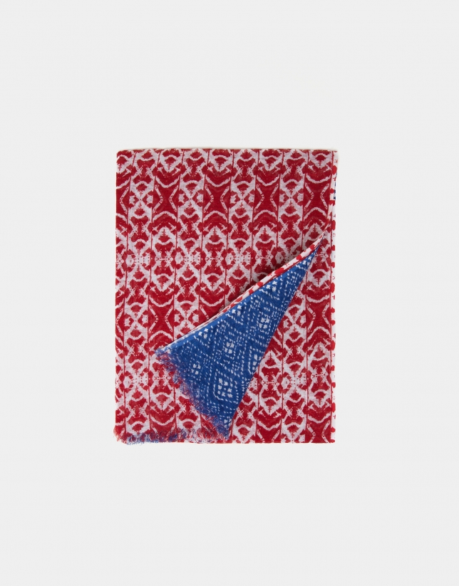 Blue print linen/cotton scarf