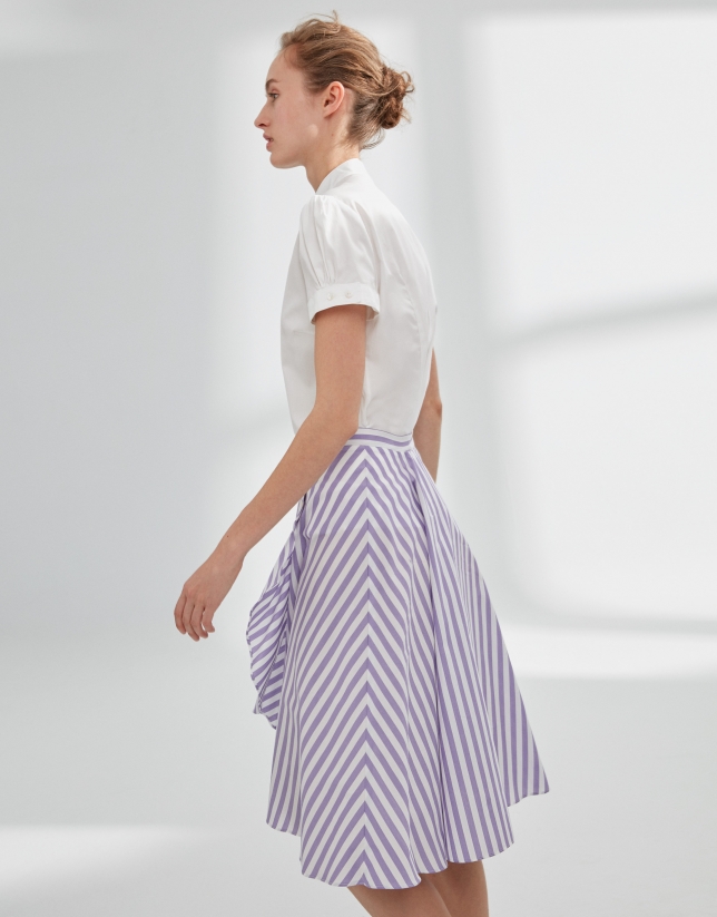 Mauve striped skirt with flounce