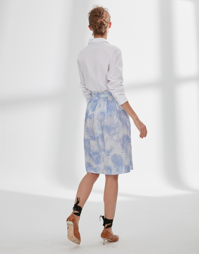 Blue print flowing skirt