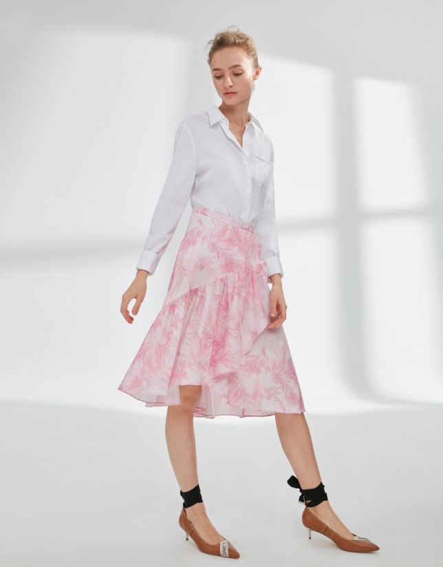 Pink print skirt with flounce