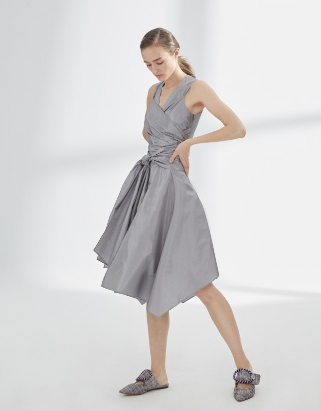 Gray draped flowing dress