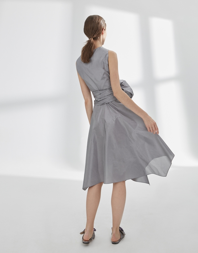 Gray draped flowing dress