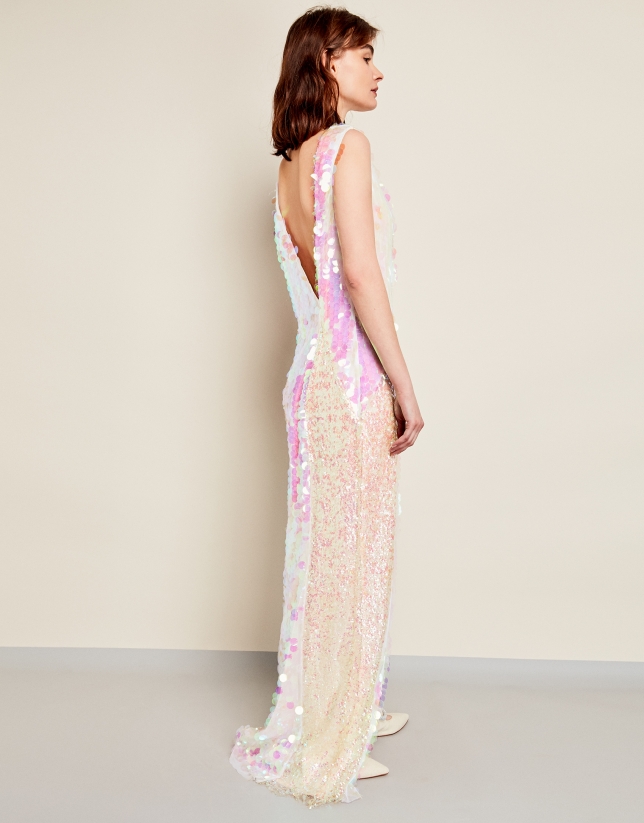 Long dress with pink sequins