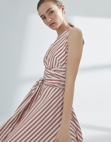 White and orange striped flowing dress
