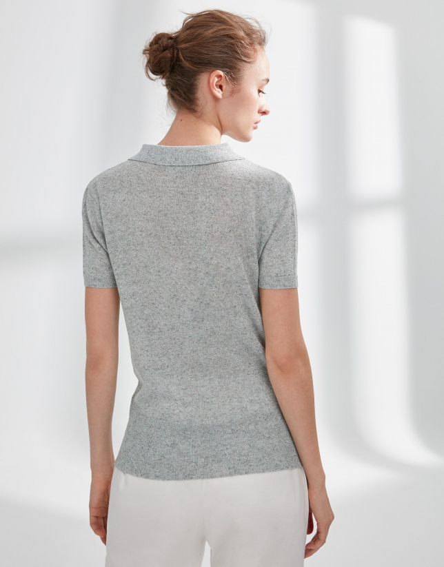 Gray knit top with logo