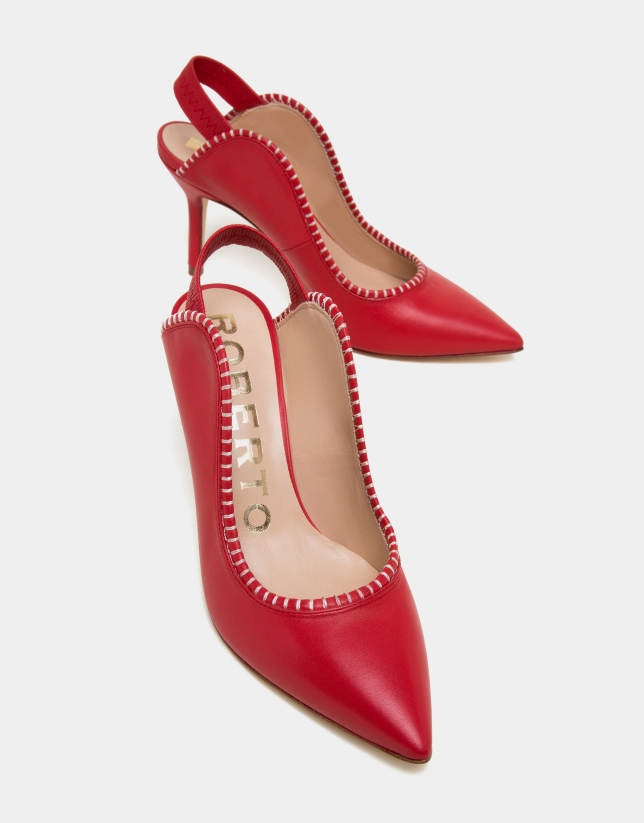 Red leather Salina mules