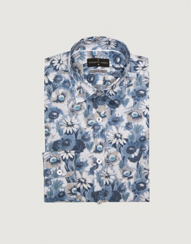 Blue floral sport shirt