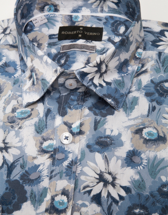 Blue floral sport shirt