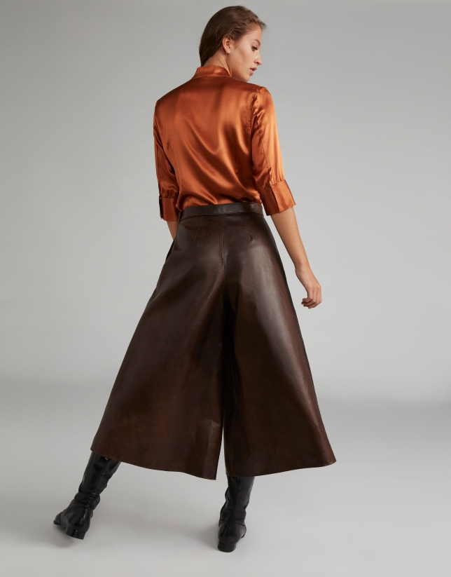 Falda pantalón napa marrón