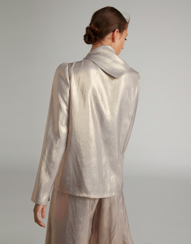 Nacre-effect wrap blouse
