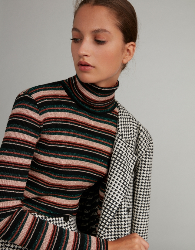 Brown striped knit top