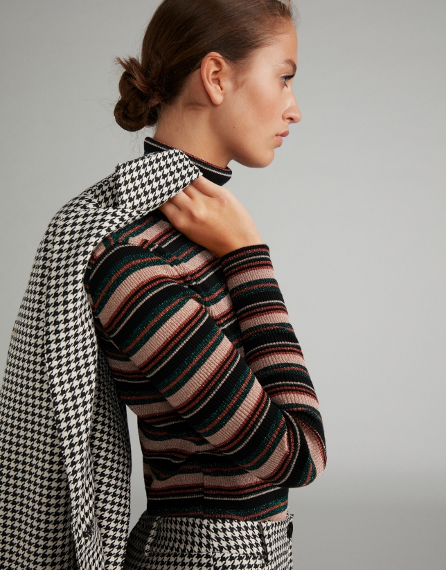 Brown striped knit top
