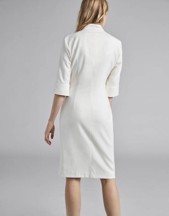 White wrap shirtwaist dress